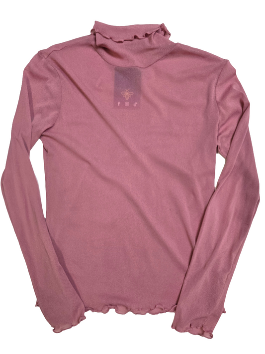 Y2K Pink Turtle Neck Mesh Top - 10