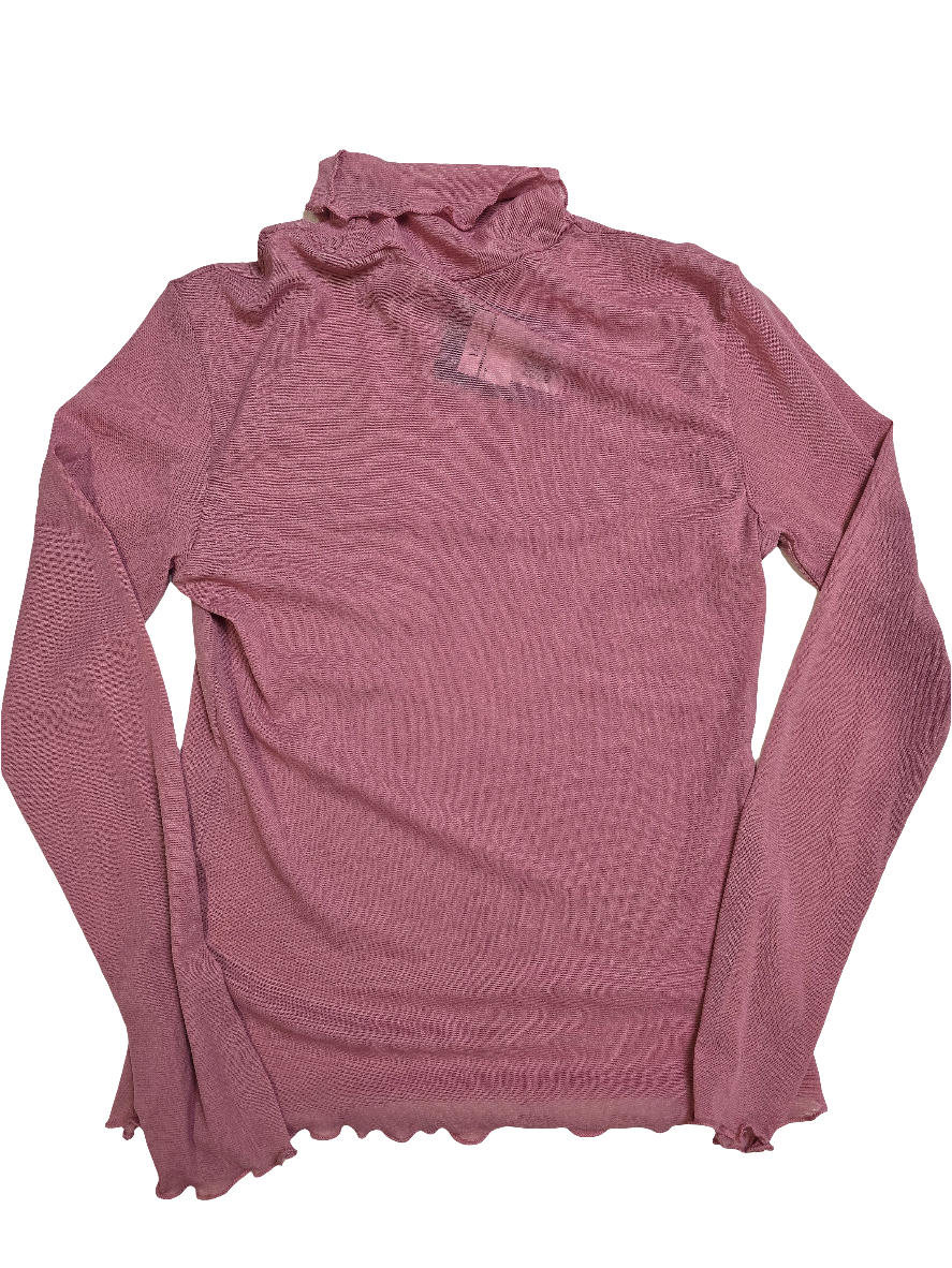 Y2K Pink Turtle Neck Mesh Top - 10