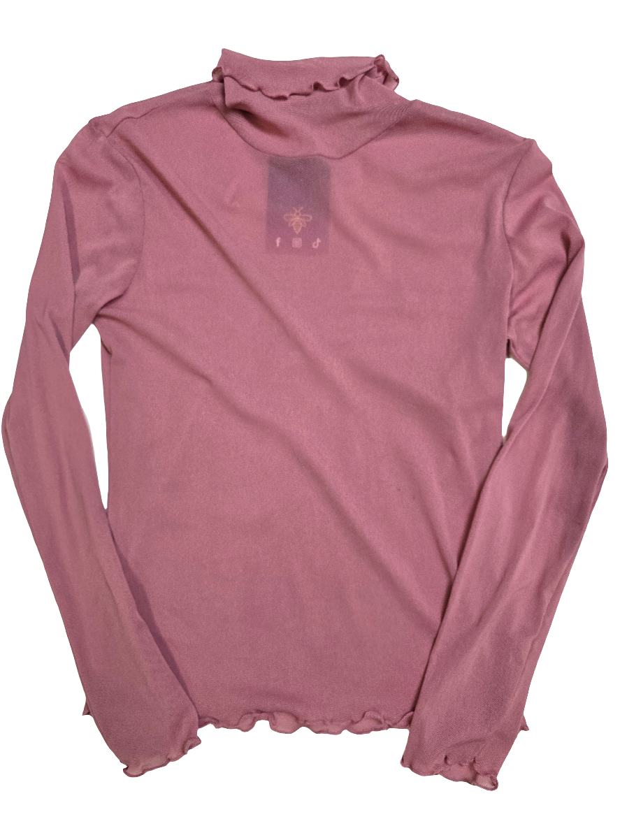 Y2K Pink Turtle Neck Mesh Top - 10