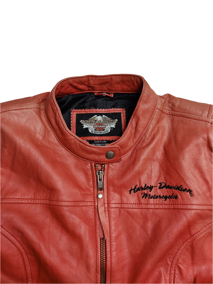 Harley Davidson Red Leather Jacket - Small/UK8