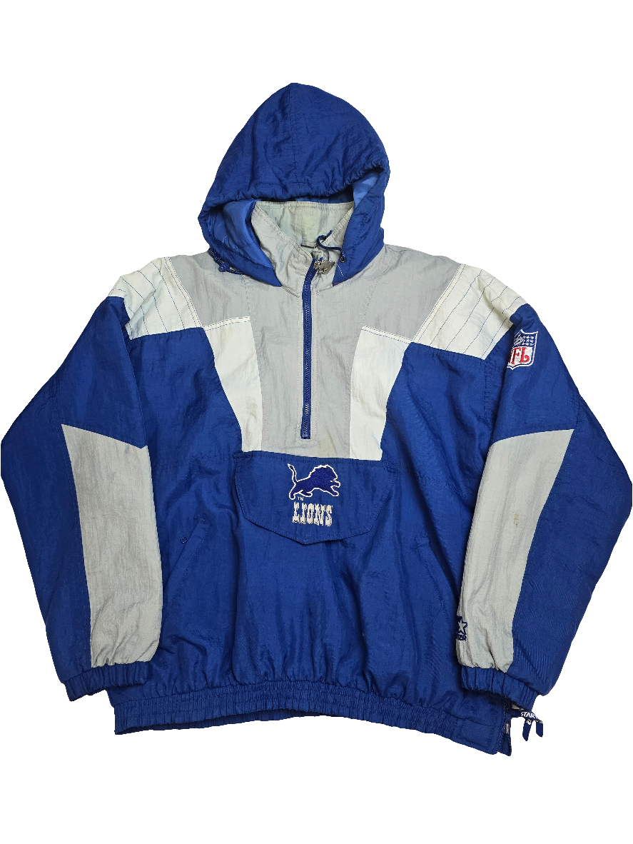 Detroit Lions Starter NFL Blue Pro Sport Heavyweight Jacket - Large