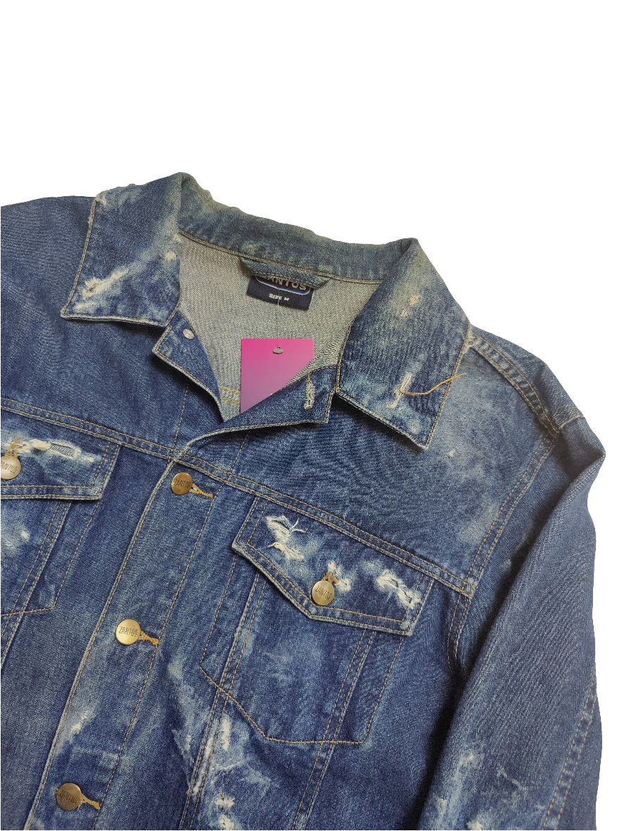 Zantos Distressed Denim Jacket - Medium