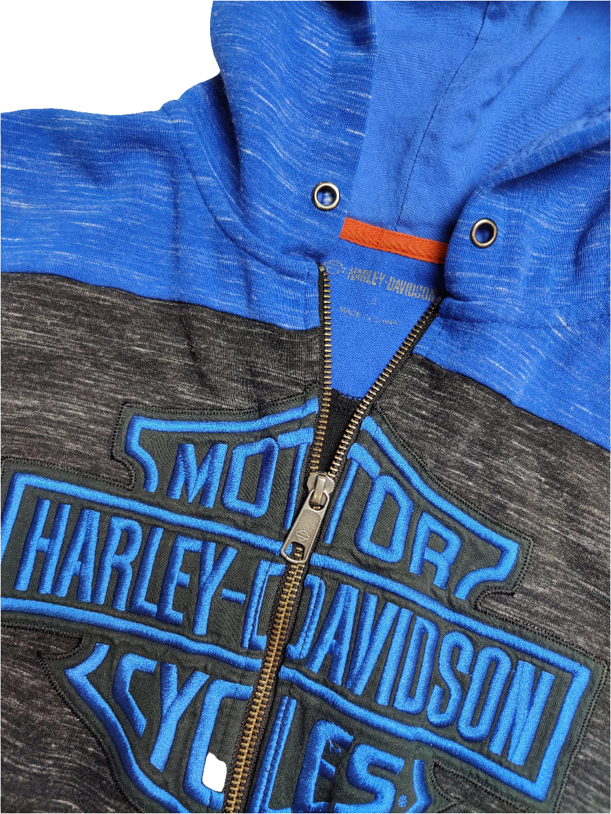 Harley Davidson Blue & Black Hoodie - Small