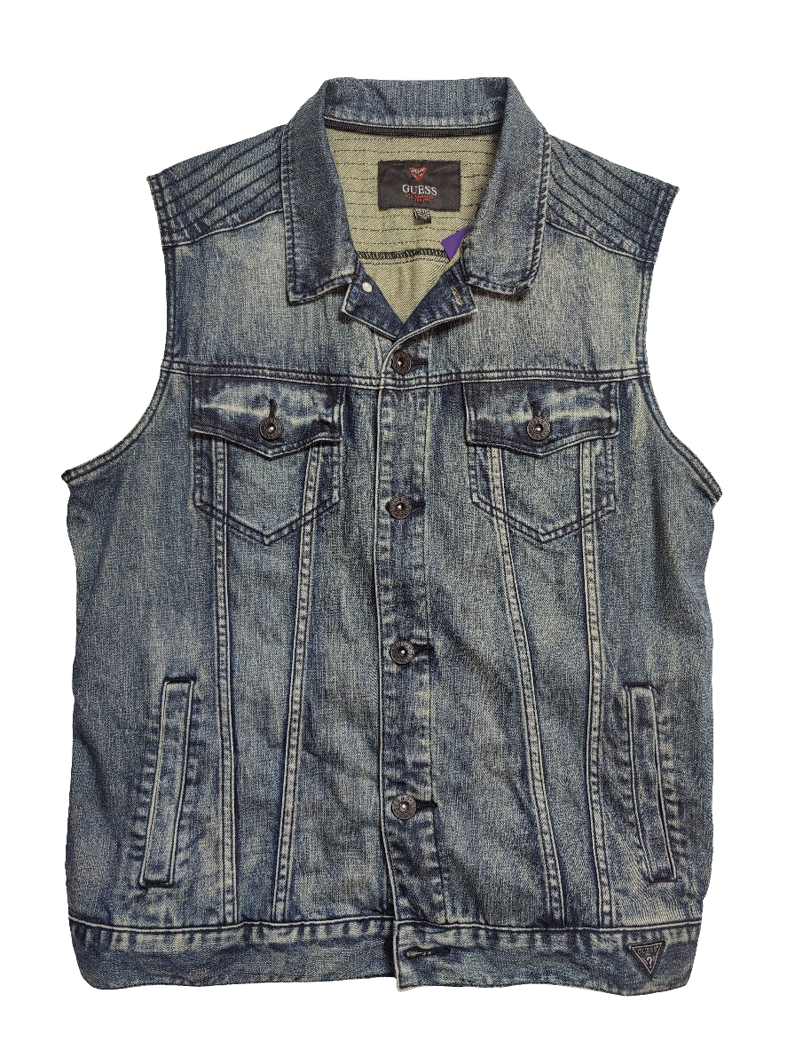 Guess Sleeveless Denim Jacket - Large