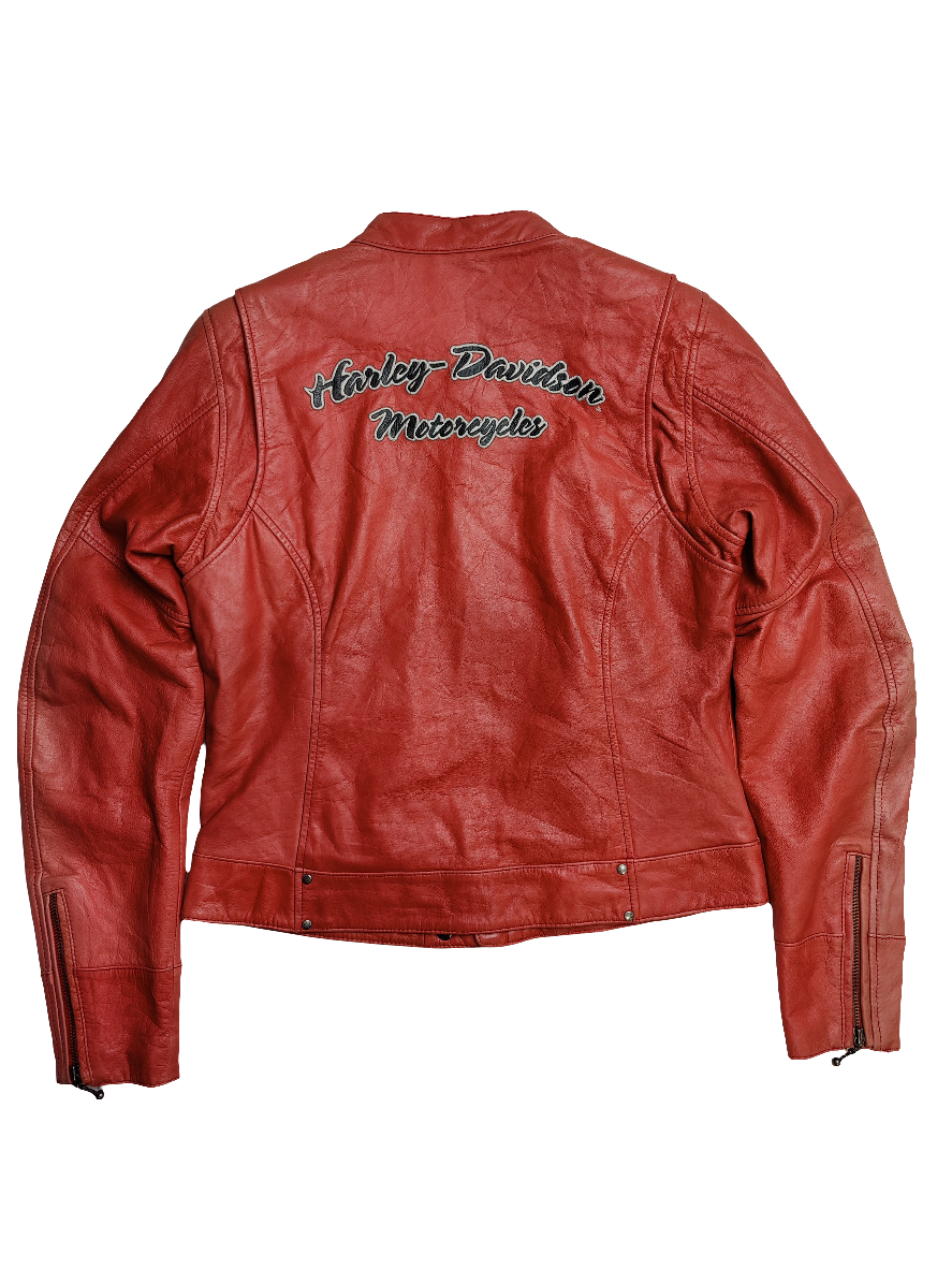 Harley Davidson Red Leather Jacket - Small/UK8