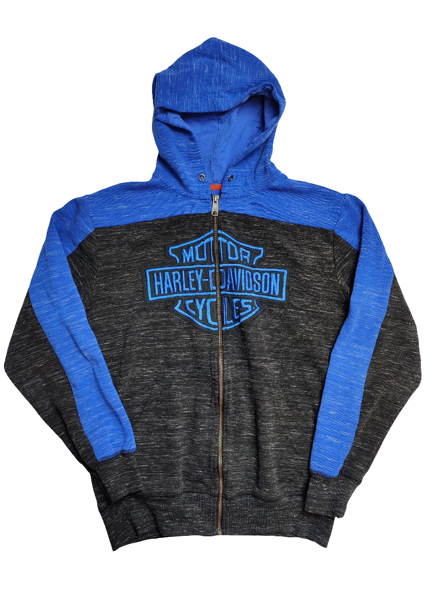 Harley Davidson Blue & Black Hoodie - Small