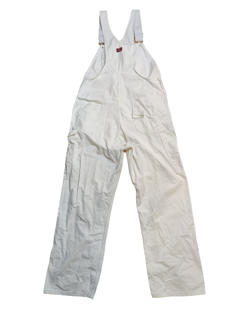 Dickies White Denim Dungarees - W40 x L32