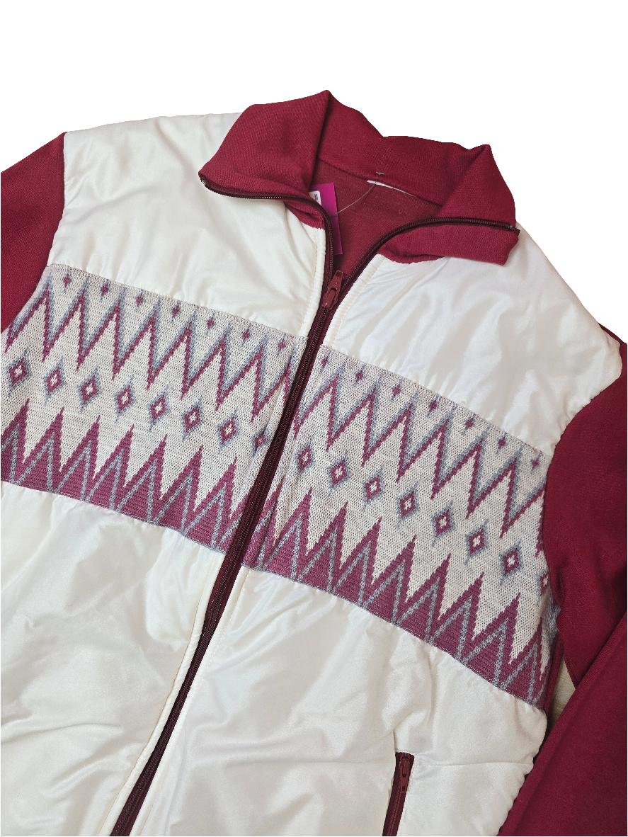 White & Red 80s Shell Crazy Festival Jacket - Medium