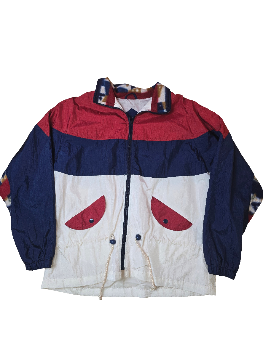 Kaotic Crazy Shell Jacket Blue White & Red - Medium