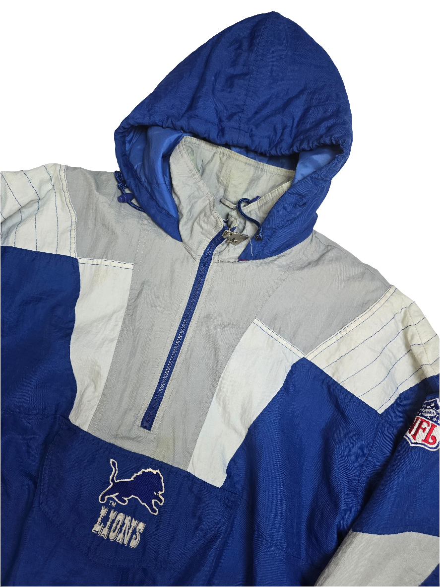 Detroit Lions Starter NFL Blue Pro Sport Heavyweight Jacket - Large