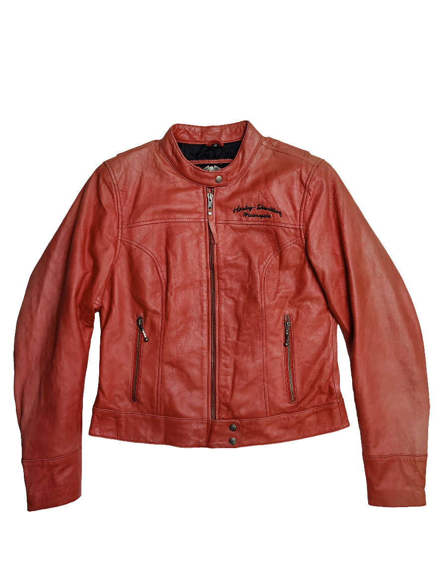 Harley Davidson Red Leather Jacket - Small/UK8