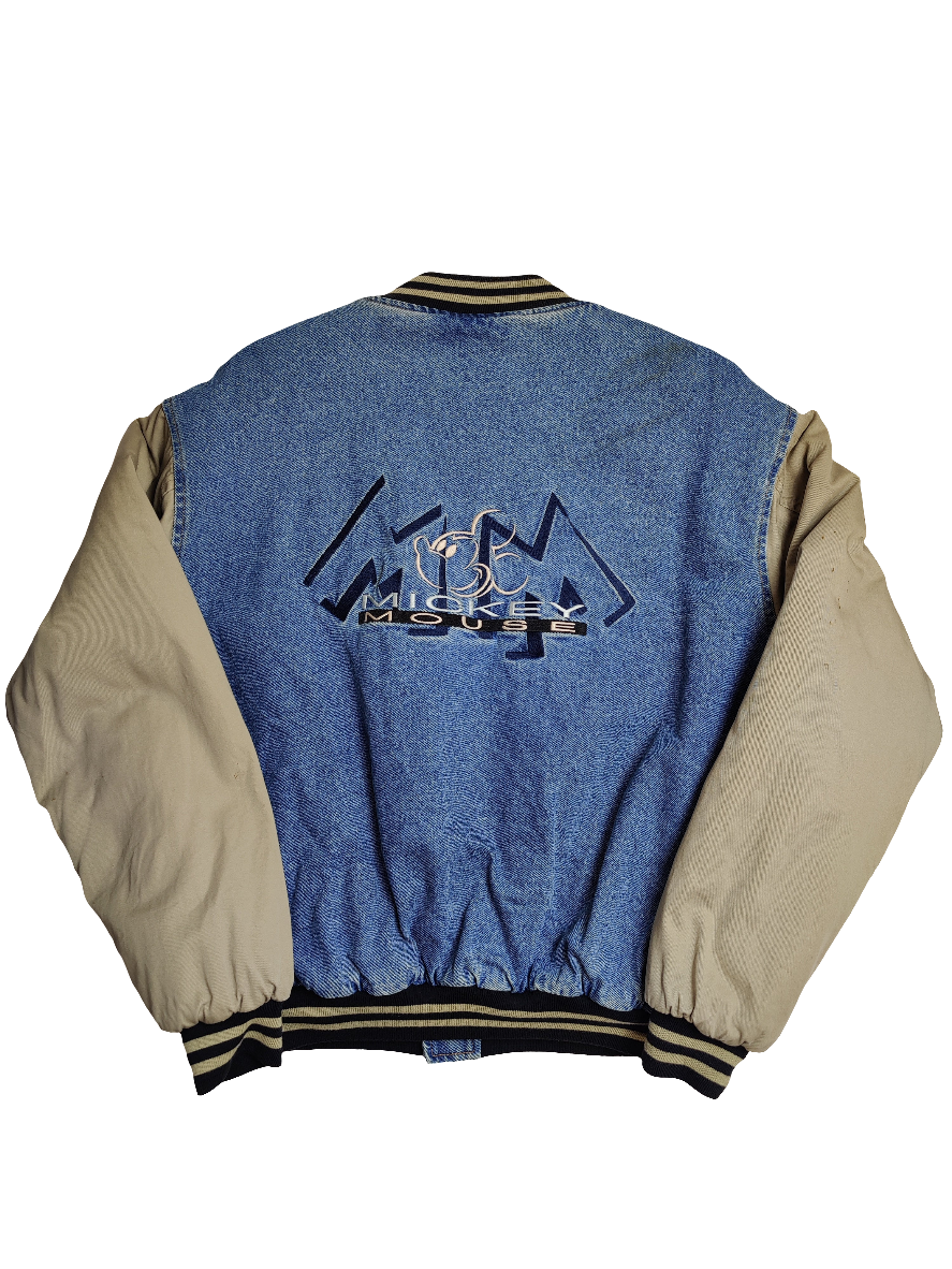 Disney Mickey Mouse Denim Stadium Jacket - Medium