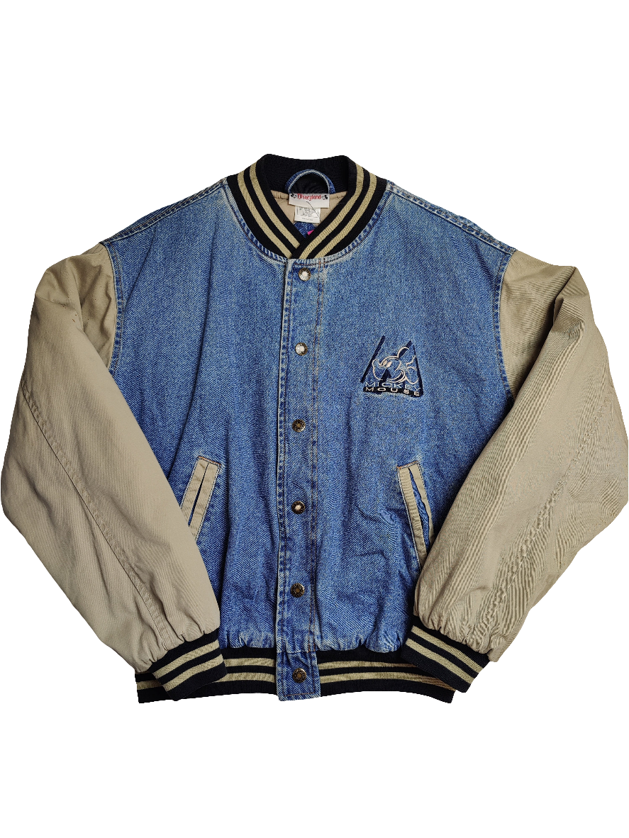 Disney Mickey Mouse Denim Stadium Jacket - Medium