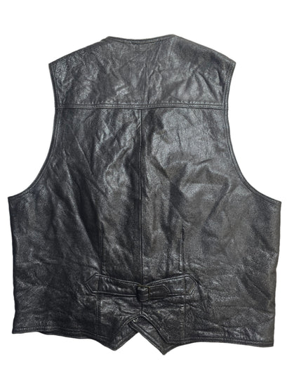 Black Leather Vest - Large