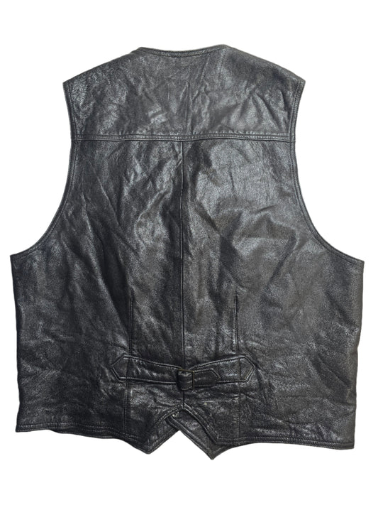 Black Leather Vest - Large