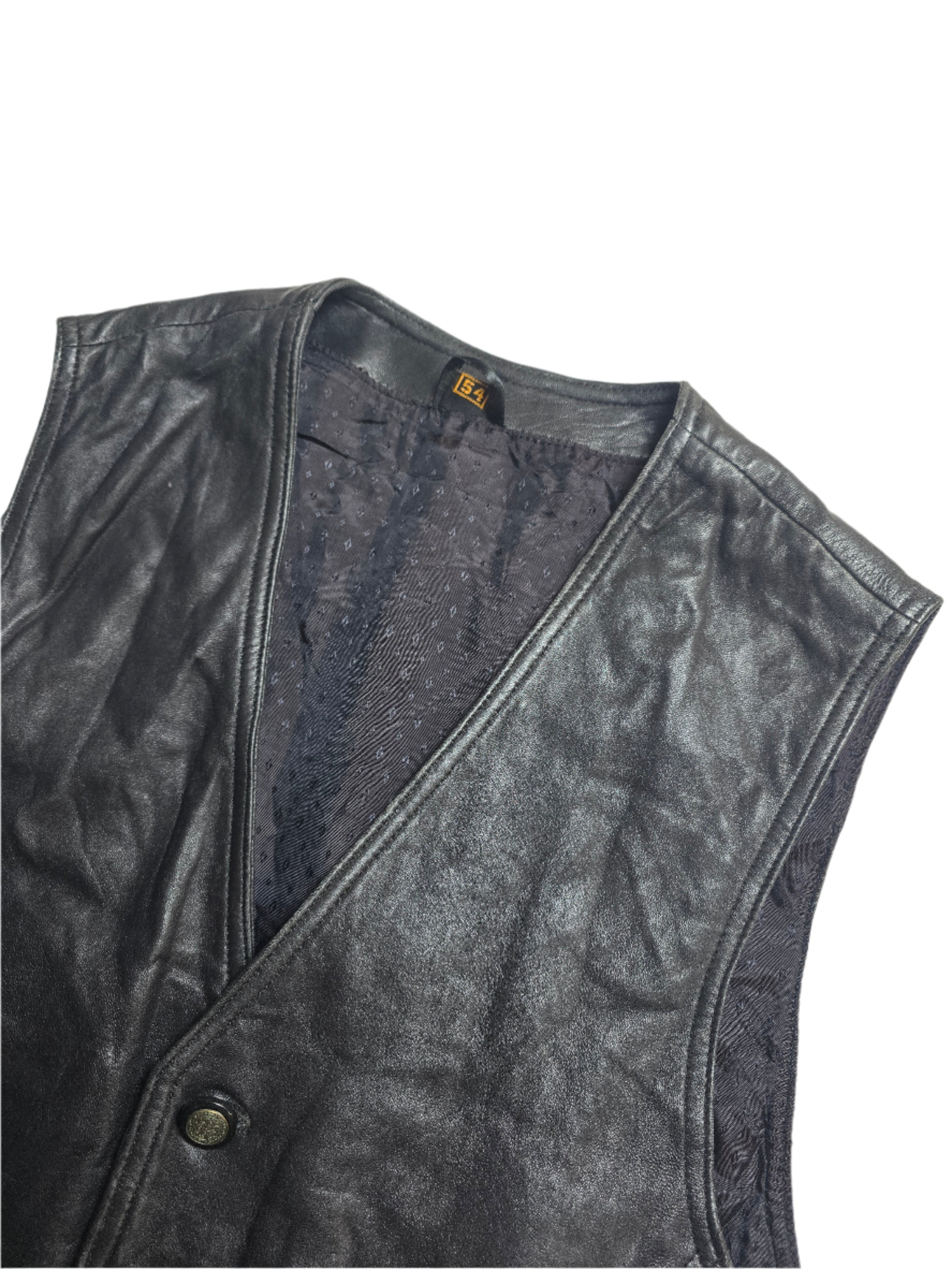 Black Leather Vest - Large