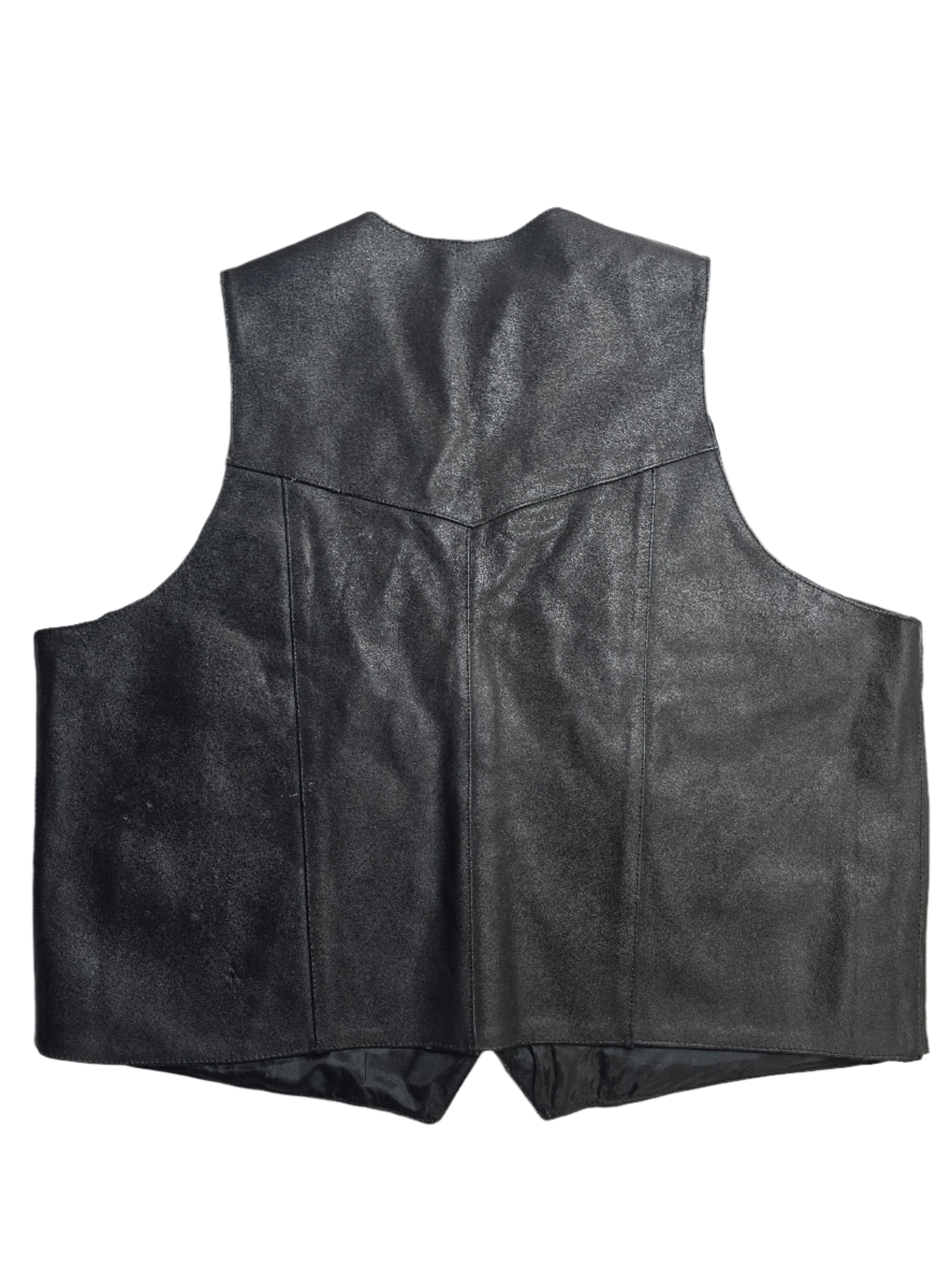 Black Leather Vest - XL