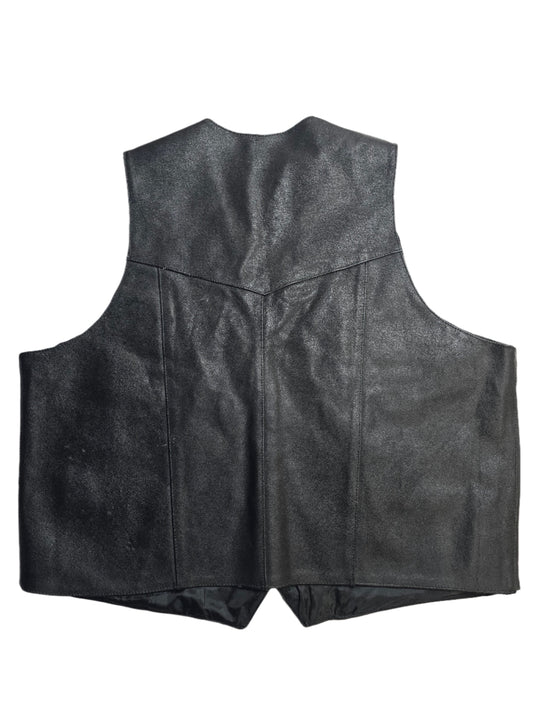 Black Leather Vest - XL
