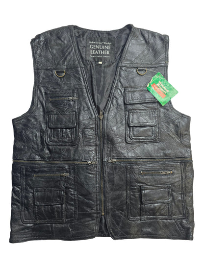 Italian Stone Leather Utility Vest - Large