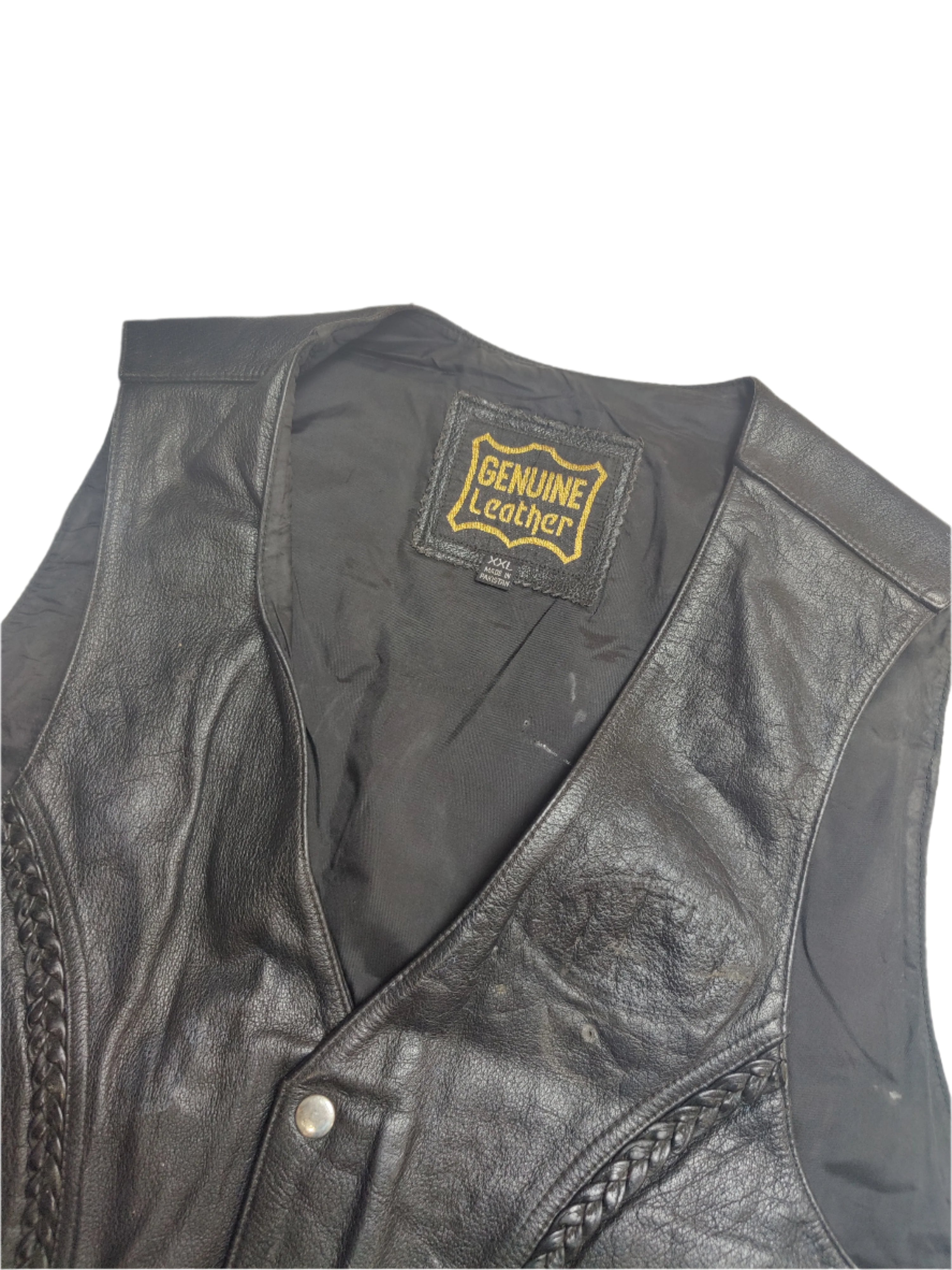 Leather Braided Vest - 2XL