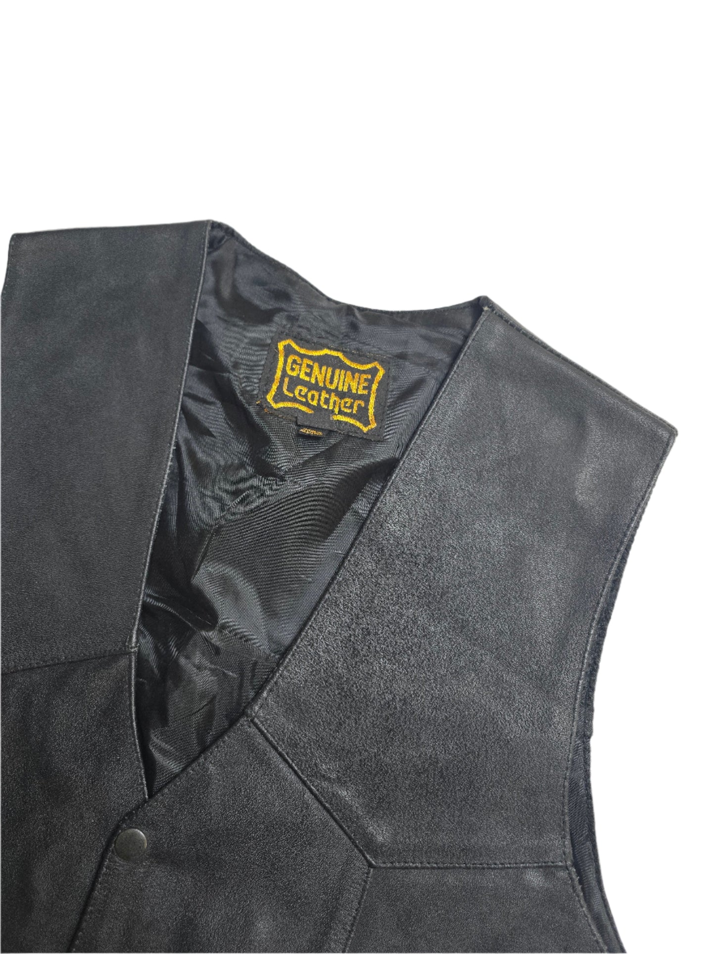 Black Leather Vest - XL