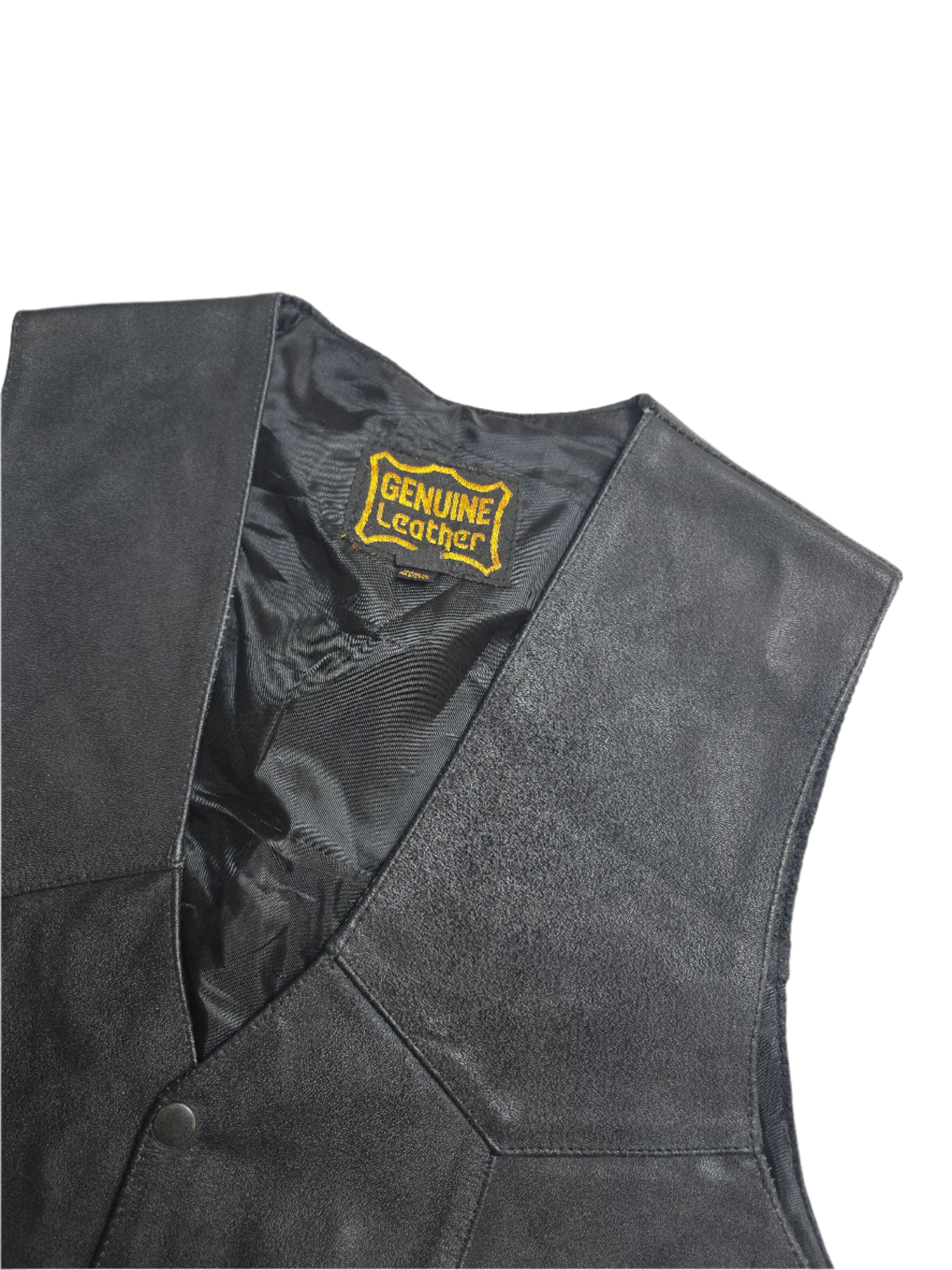 Black Leather Vest - XL