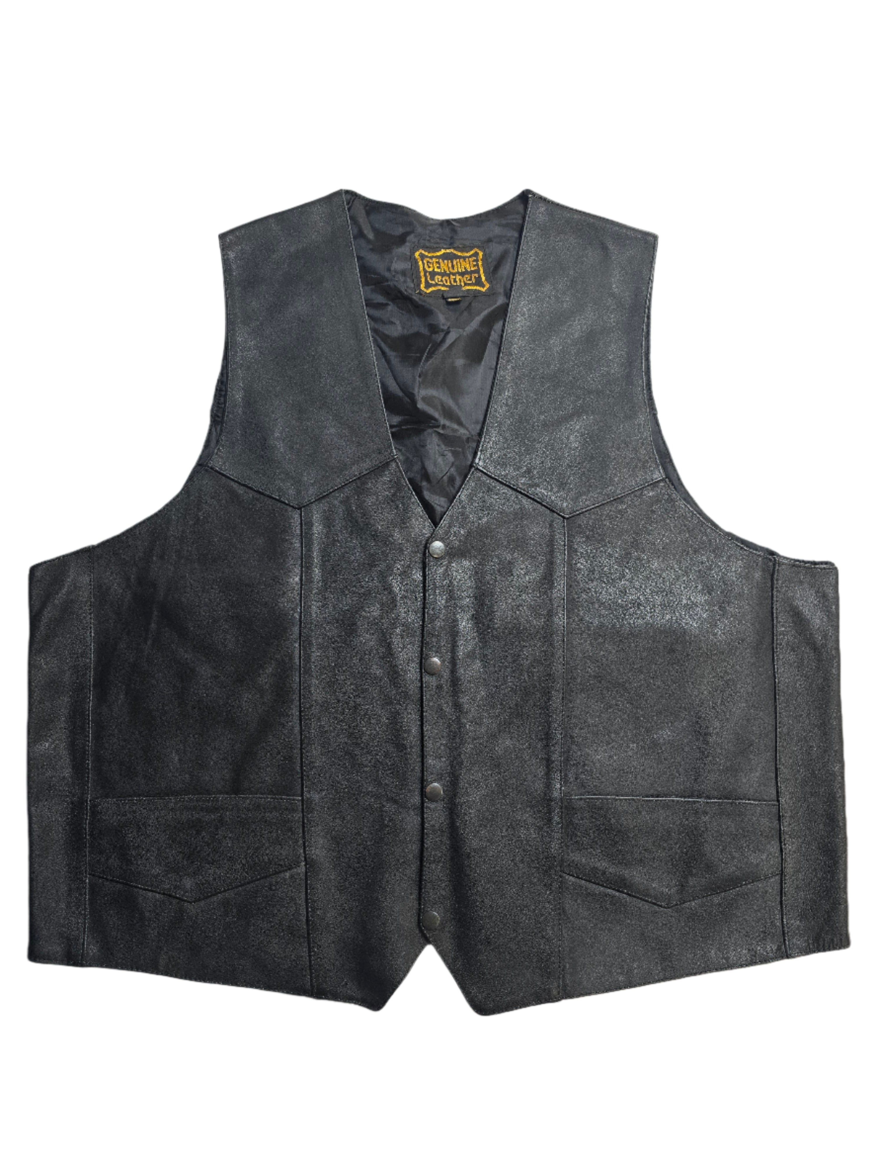 Black Leather Vest - XL