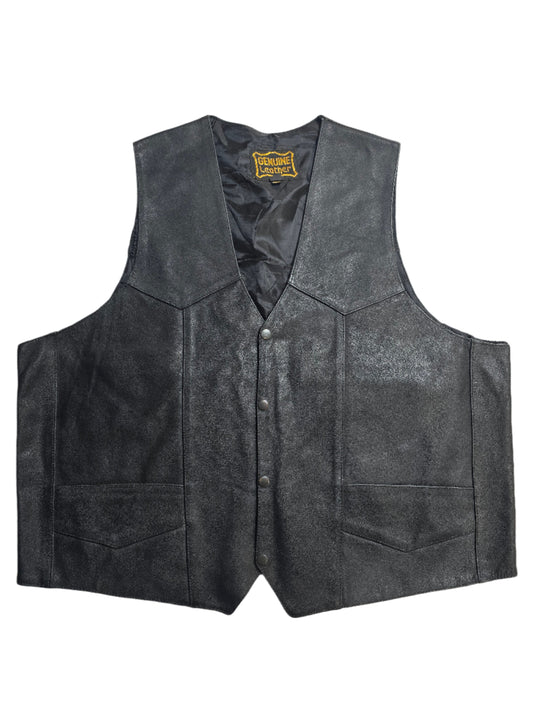 Black Leather Vest - XL