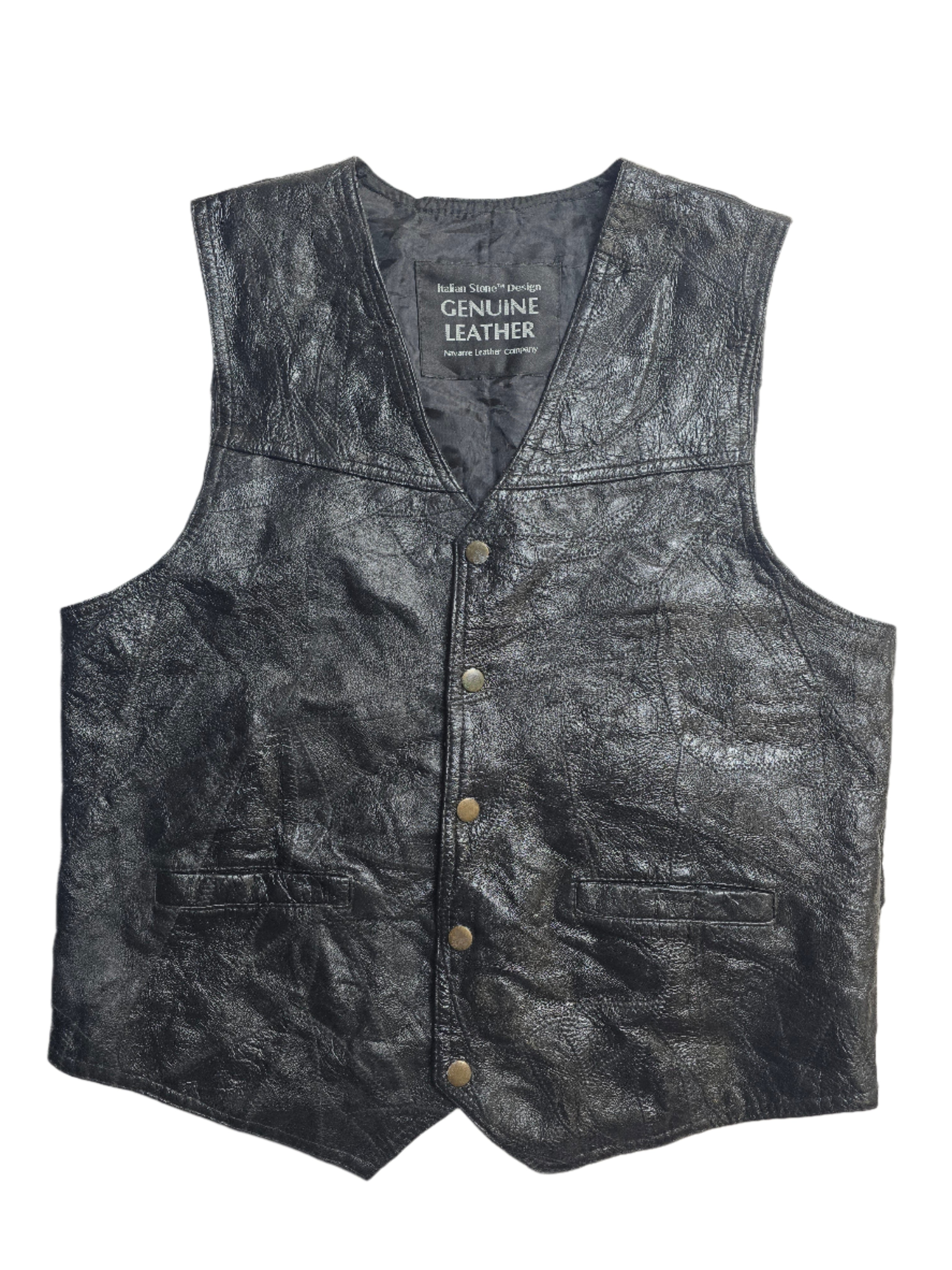 Italian Stone Leather Vest - Medium