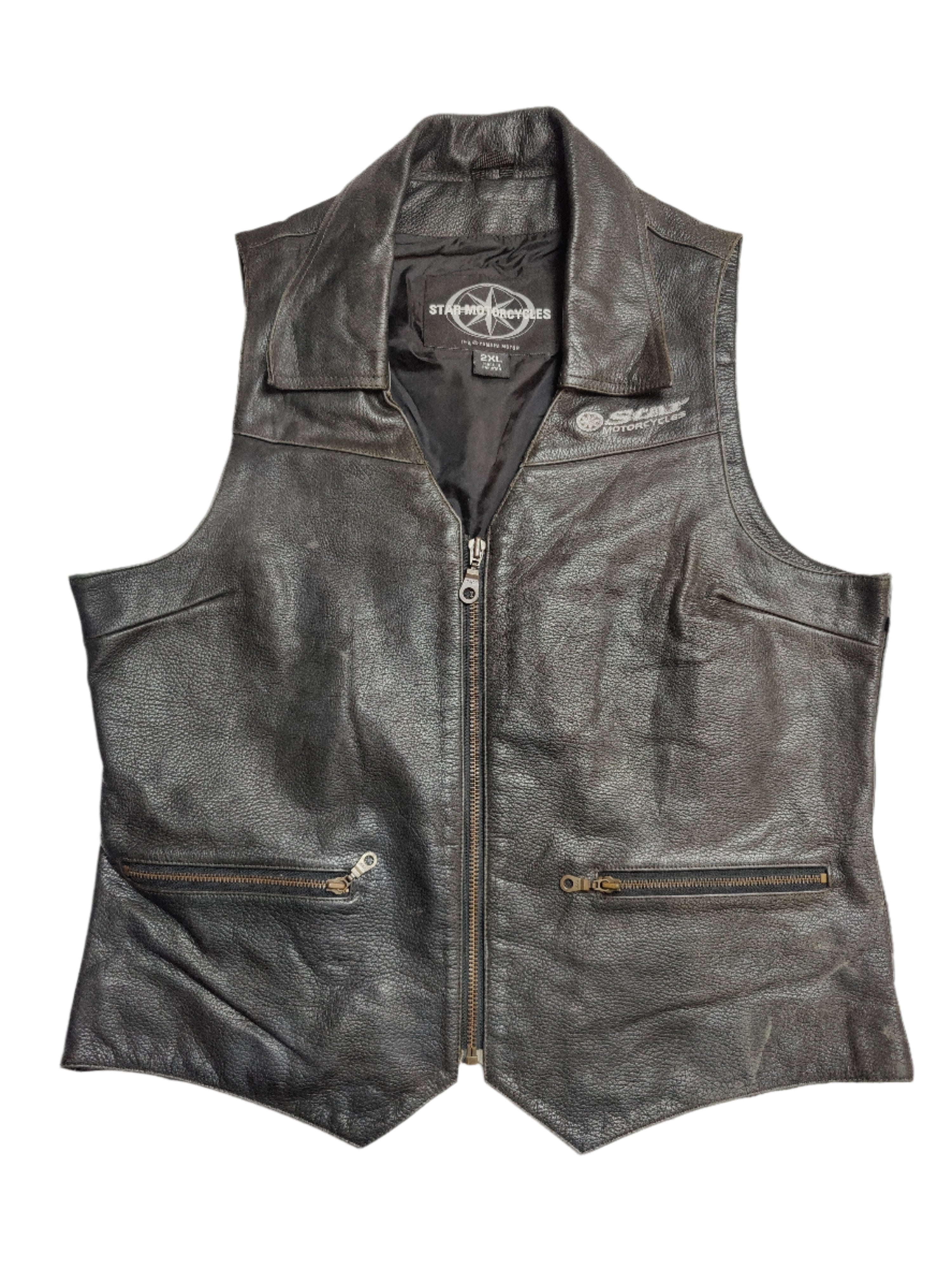 Yamaha Leather Biker Vest - 2XL