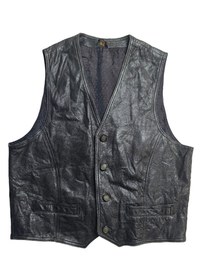 Black Leather Vest - Large