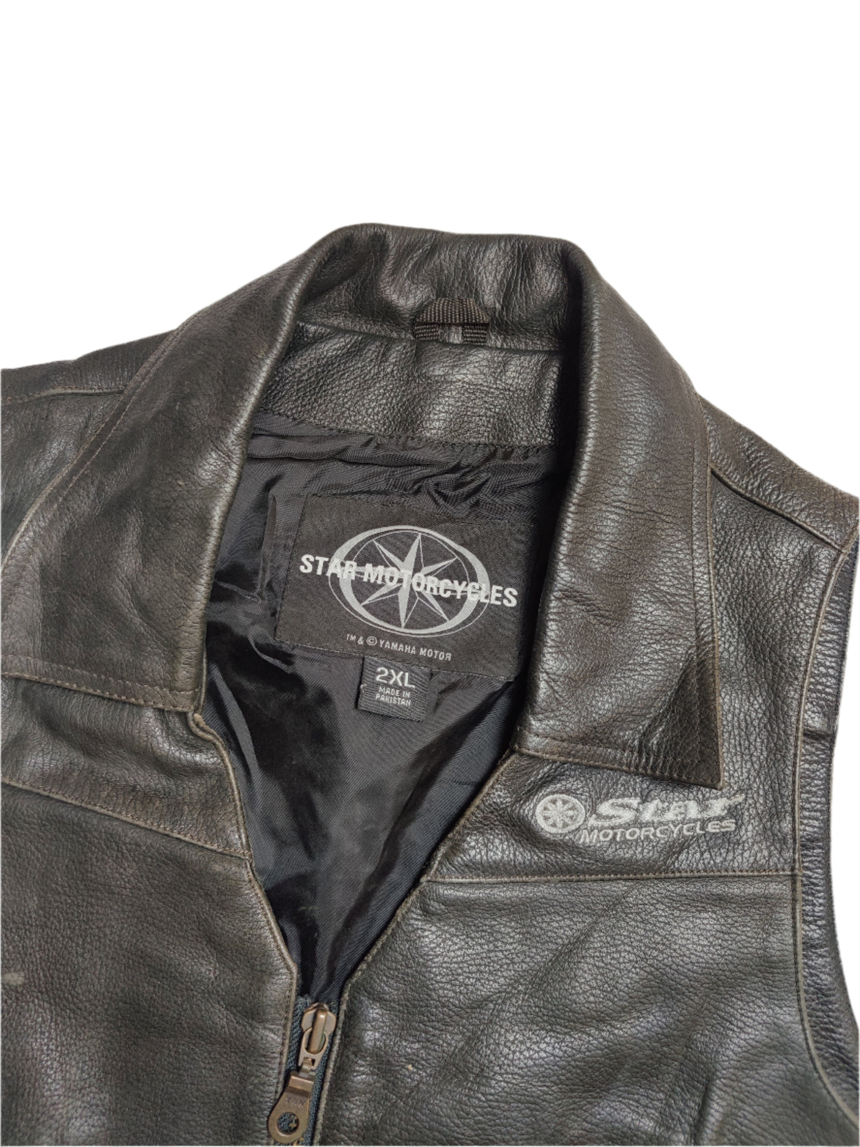 Yamaha Leather Biker Vest - 2XL
