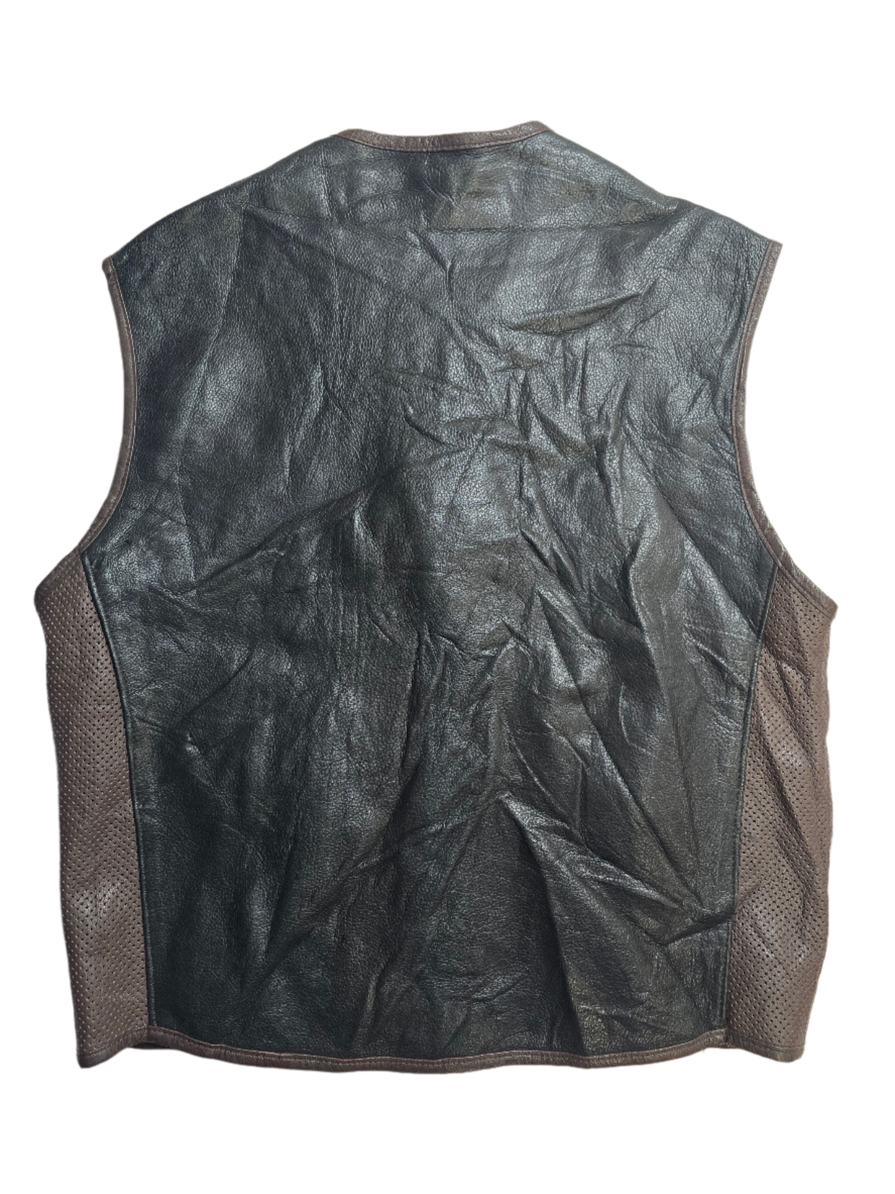 Interstate Gear Leather Biker Vest - Large