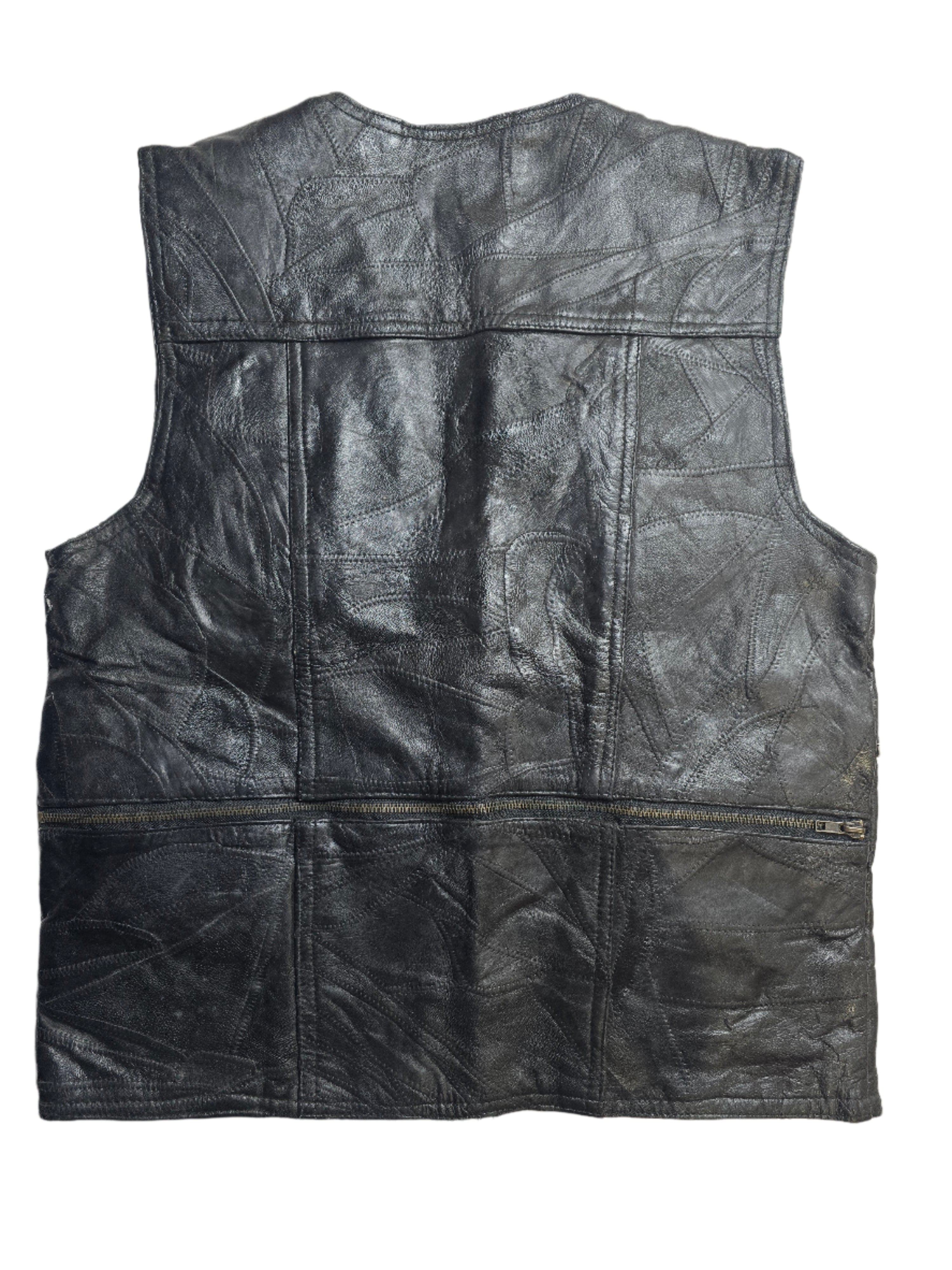 Italian Stone Leather Utility Vest - Large