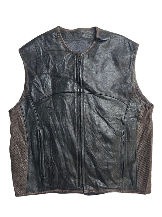 Interstate Gear Leather Biker Vest - Large