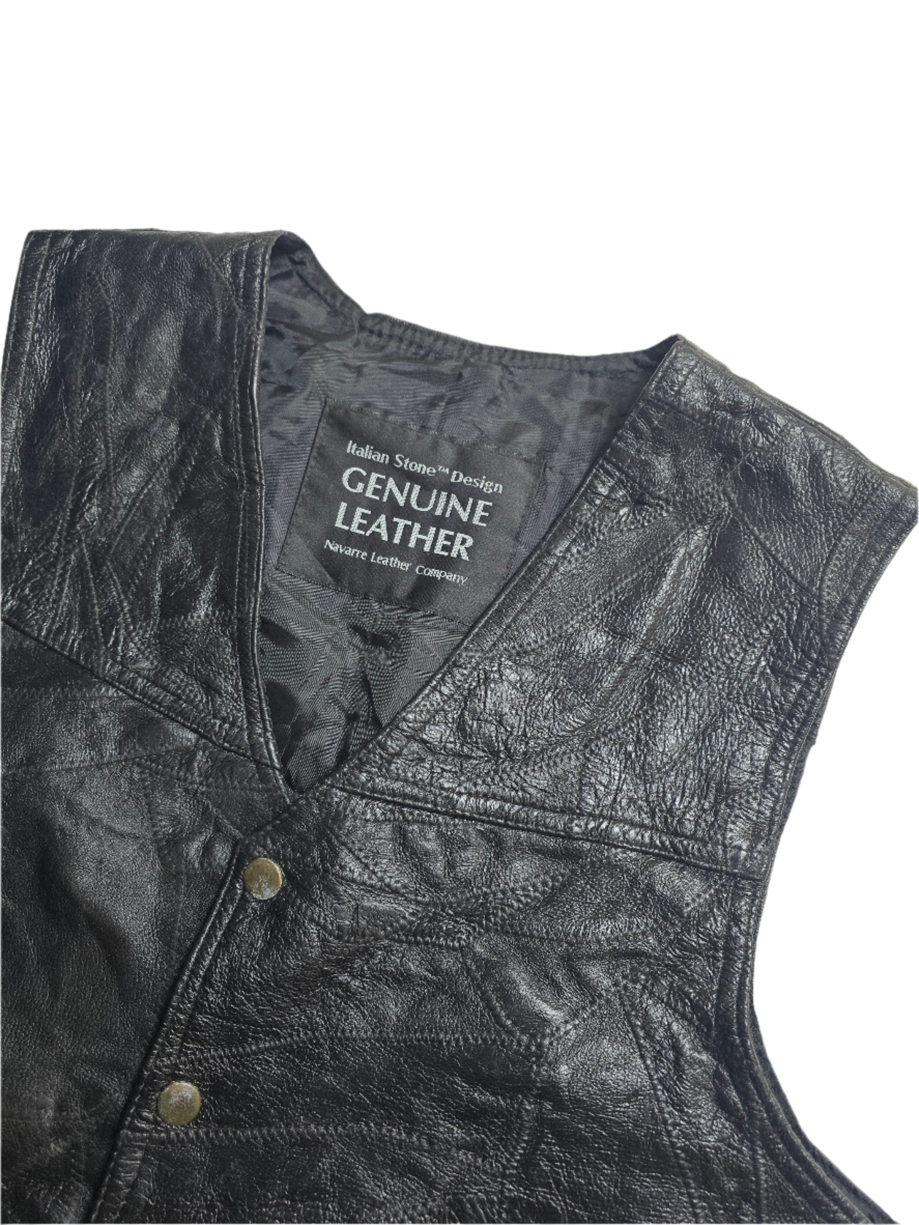 Italian Stone Leather Vest - Medium