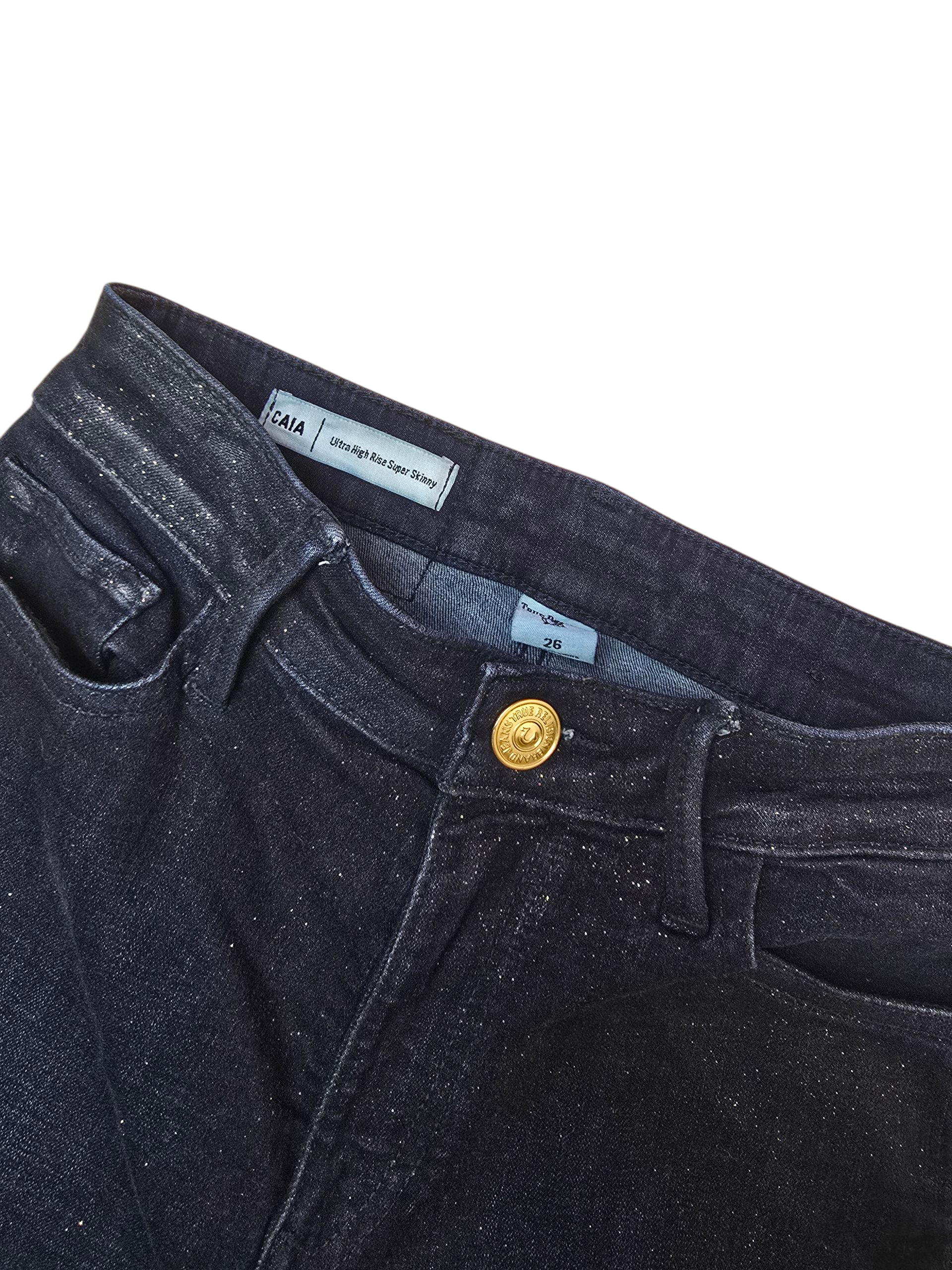 True Religion CAIA Ultra High Rise Super Skinny Dark Jeans - W26 L27